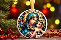 Stained Glass Christmas Round Ornament Sublimation Product Image 2
