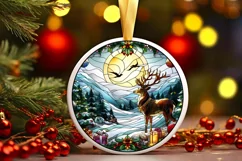 Stained Glass Christmas Round Ornament Sublimation Product Image 1