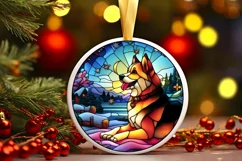 Stained Glass Christmas Round Ornament Sublimation Product Image 2