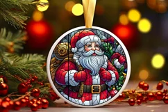 Stained Glass Christmas Round Ornament Sublimation Product Image 2