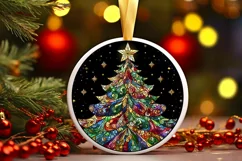 Stained Glass Christmas Round Ornament Sublimation Product Image 2