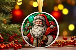 Stained Glass Christmas Round Ornament Sublimation Product Image 2