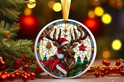Stained Glass Christmas Round Ornament Sublimation Product Image 2