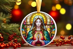 Stained Glass Christmas Round Ornament Sublimation Product Image 2
