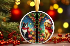 Stained Glass Christmas Round Ornament Sublimation Product Image 2