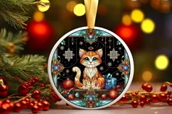 Stained Glass Christmas Round Ornament Sublimation Product Image 2