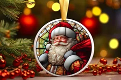 Stained Glass Christmas Round Ornament Sublimation Product Image 2