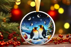 Stained Glass Christmas Round Ornament Sublimation Product Image 2