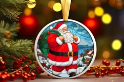Stained Glass Christmas Round Ornament Sublimation Product Image 2