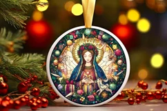 Stained Glass Christmas Round Ornament Sublimation Product Image 2