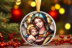 Stained Glass Christmas Round Ornament Sublimation Product Image 2
