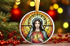Stained Glass Christmas Round Ornament Sublimation Product Image 2
