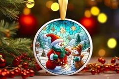 Stained Glass Christmas Round Ornament Sublimation Product Image 1