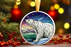 Stained Glass Christmas Round Ornament Sublimation Product Image 2