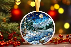 Stained Glass Christmas Round Ornament Sublimation Product Image 2