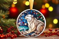 Stained Glass Christmas Round Ornament Sublimation Product Image 2