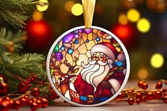 Stained Glass Christmas Round Ornament Sublimation Product Image 2