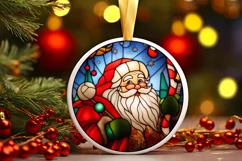 Stained Glass Christmas Round Ornament Sublimation Product Image 2