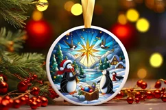 Stained Glass Christmas Round Ornament Sublimation Product Image 2