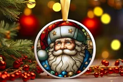 Stained Glass Christmas Round Ornament Sublimation Product Image 1