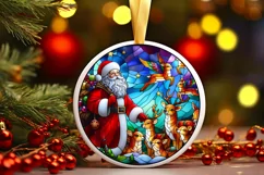 Stained Glass Christmas Round Ornament Sublimation Product Image 2