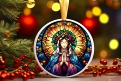 Stained Glass Christmas Round Ornament Sublimation Product Image 2