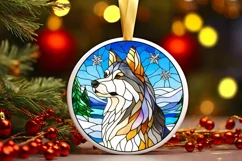 Stained Glass Christmas Round Ornament Sublimation Product Image 2