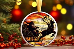 Stained Glass Christmas Round Ornament Sublimation Product Image 2