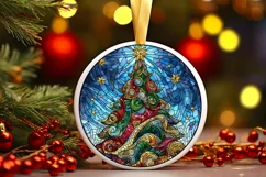 Stained Glass Christmas Round Ornament Sublimation Product Image 1