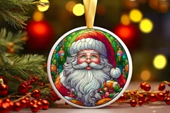 Stained Glass Christmas Round Ornament Sublimation Product Image 2