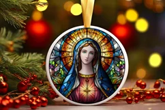 Stained Glass Christmas Round Ornament Sublimation Product Image 2