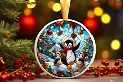 Stained Glass Christmas Round Ornament Sublimation Product Image 2