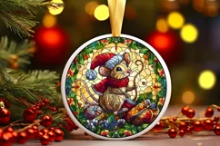 Stained Glass Christmas Round Ornament Sublimation Product Image 2