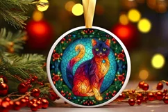 Stained Glass Christmas Round Ornament Sublimation Product Image 2