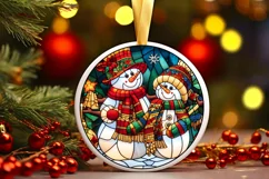 Stained Glass Christmas Round Ornament Sublimation Product Image 2