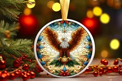 Stained Glass Christmas Round Ornament Sublimation Product Image 2