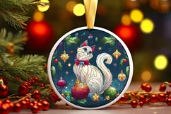 Stained Glass Christmas Round Ornament Sublimation Product Image 1
