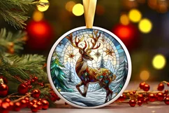Stained Glass Christmas Round Ornament Sublimation Product Image 2