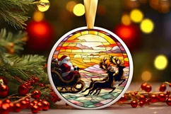 Stained Glass Christmas Round Ornament Sublimation Product Image 2