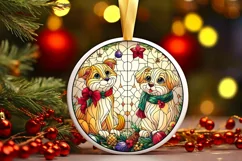 Stained Glass Christmas Round Ornament Sublimation Product Image 1