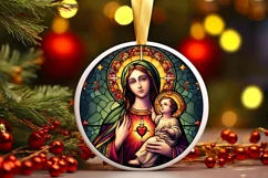 Stained Glass Christmas Round Ornament Sublimation Product Image 2