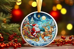 Stained Glass Christmas Round Ornament Sublimation Product Image 2