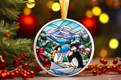 Stained Glass Christmas Round Ornament Sublimation Product Image 2