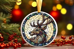 Stained Glass Christmas Round Ornament Sublimation Product Image 2