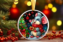 Stained Glass Christmas Round Ornament Sublimation Product Image 2