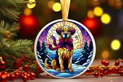 Stained Glass Christmas Round Ornament Sublimation Product Image 2