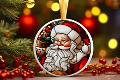 Stained Glass Christmas Round Ornament Sublimation Product Image 2
