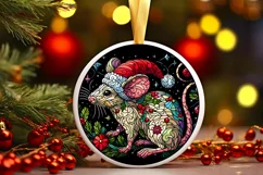 Stained Glass Christmas Round Ornament Sublimation Product Image 2