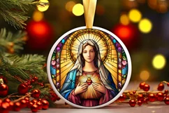 Stained Glass Christmas Round Ornament Sublimation Product Image 1