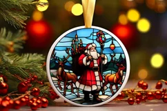 Stained Glass Christmas Round Ornament Sublimation Product Image 1